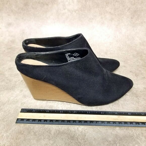 Rampage Womens Kavi  Size 6.5 Black  Fabric Slip On 3" Wedge Heel Mules - Picture 4 of 10